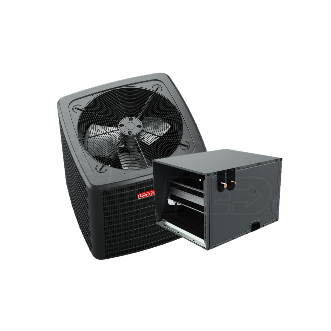 Goodman GLXT7C - 2 Ton - 17 SEER2 AC with CAPTA2422B3 Fan Coil - Two-Stage - Up-flow - Condenser and Coil - with install