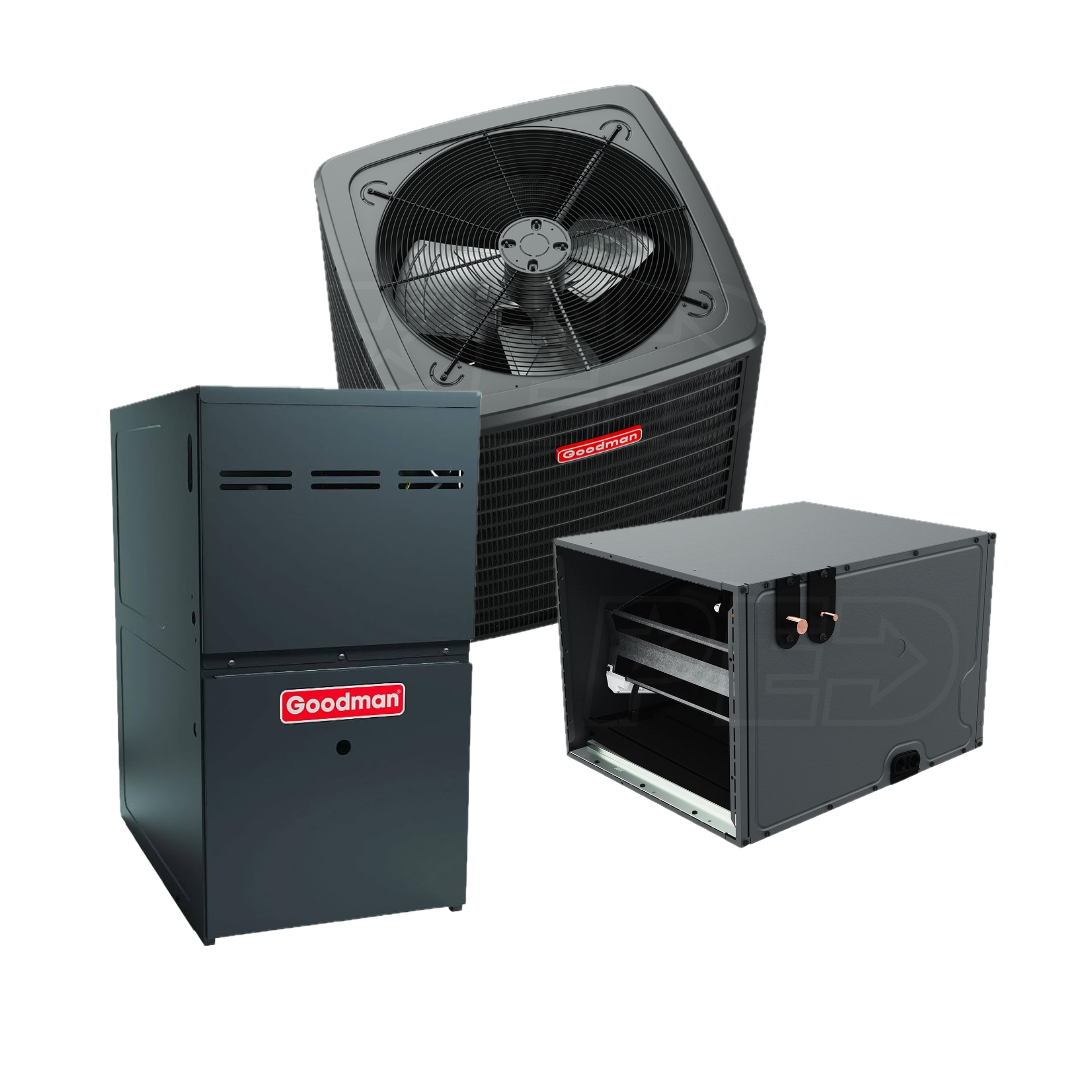 Goodman GLXT7C - 2 Ton - Two-Stage - 17.2 SEER2 AC with GRVT96 - 96% AFUE variable speed Furnace - Horizontal Coil - Gas System - with install