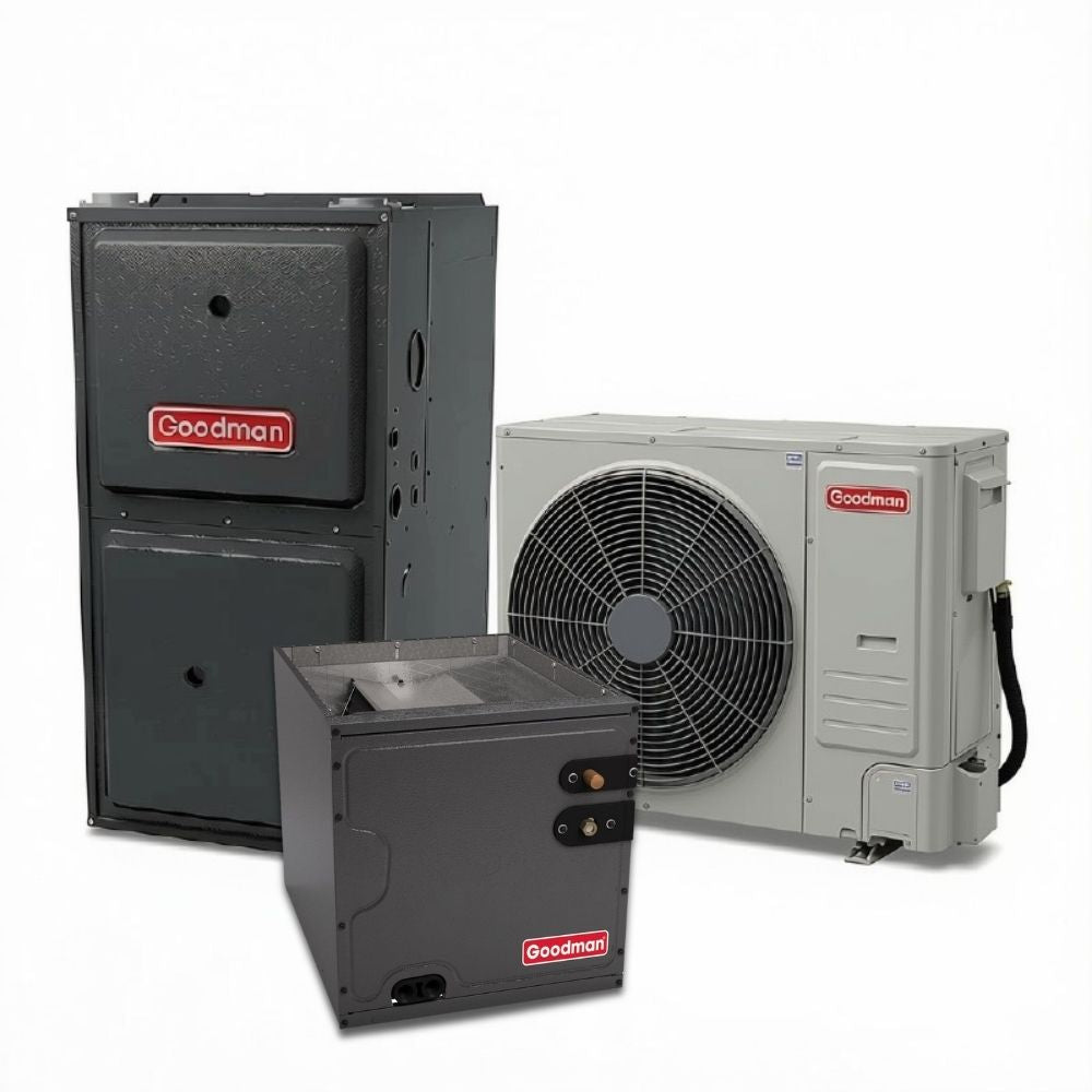 Goodman GXV9S - 2 Ton - Multi-Speed - 18.6 SEER2 AC with GRVM97 - 97% AFUE variable speed Furnace - Up-flow Coil - Gas System - with install